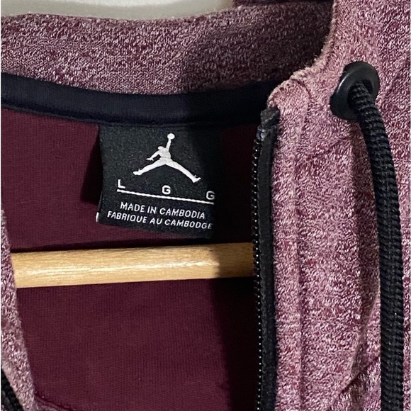 Jordan Men’s zip  up Maroon hoodie size L - Picture 2 of 9